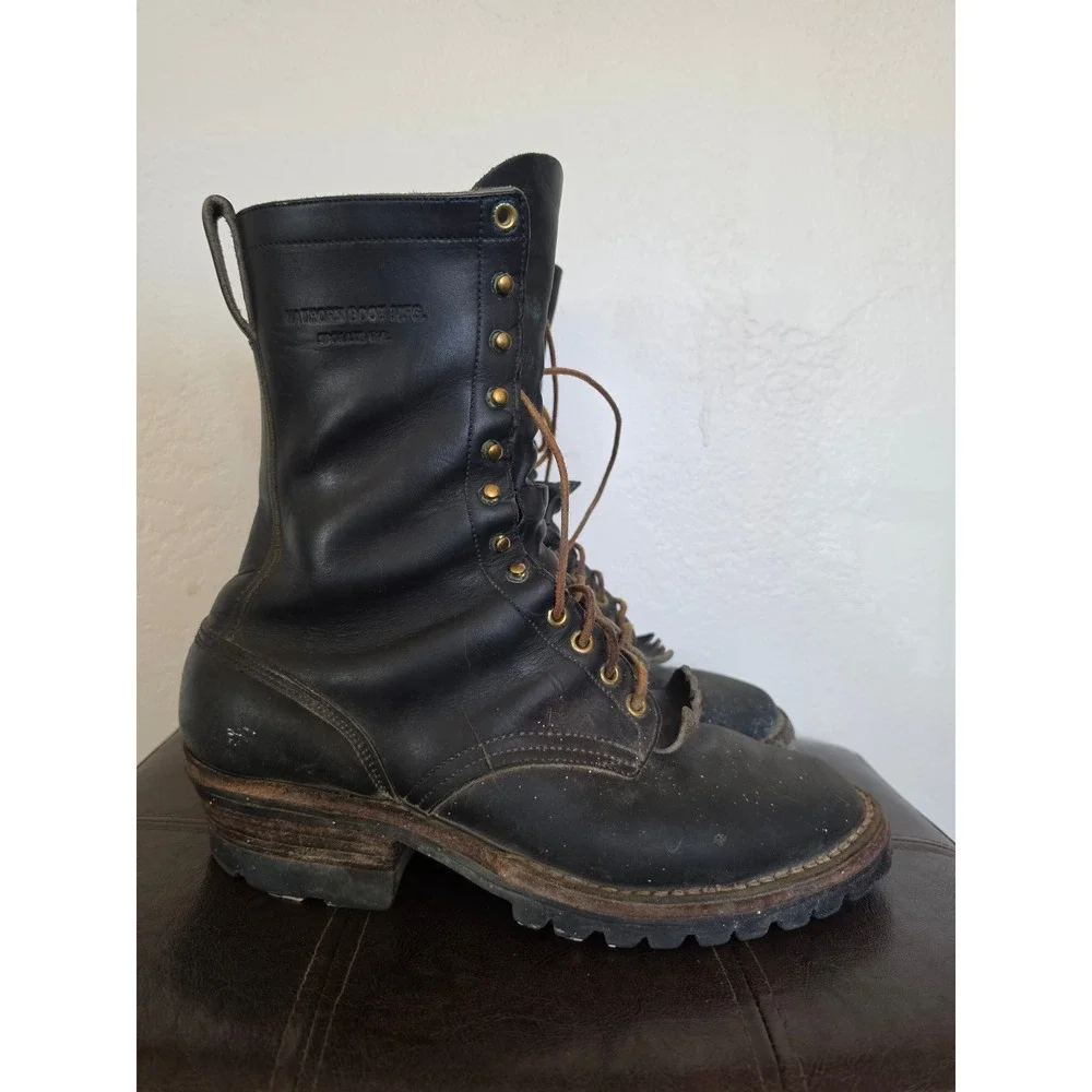 Whites Hathorn Heavy Duty Hi Line Logger Packer Plain Toe Work Boots sz 10 READ